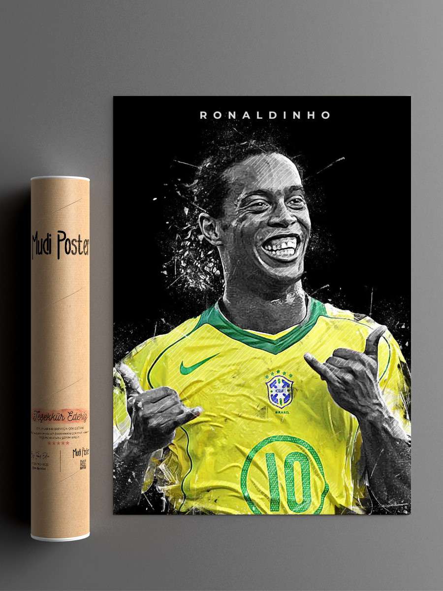 Ronaldinho Futbol Poster Çerçevesiz Yüksek Kalite Futbolcu Duvar Poster