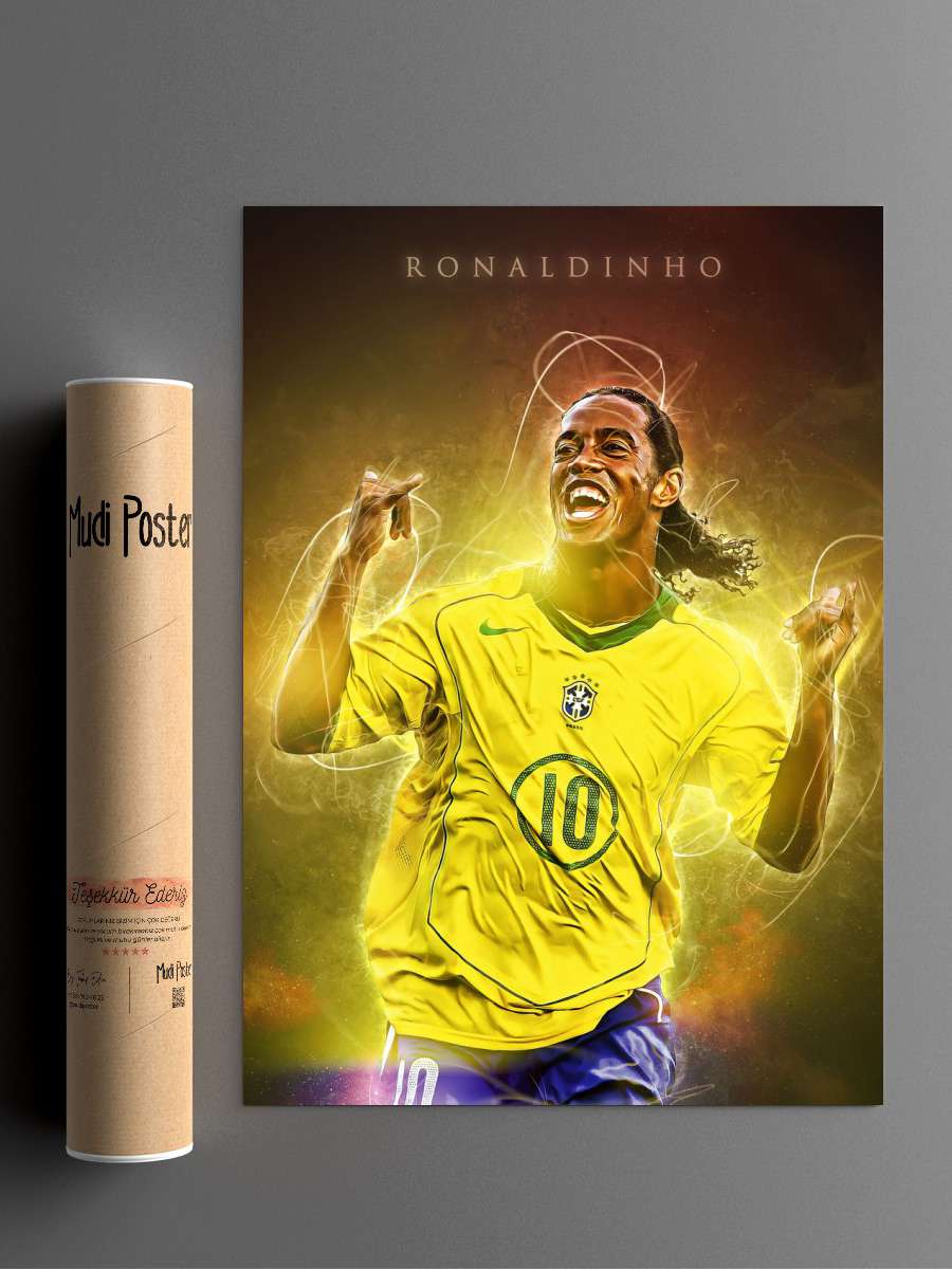 Ronaldinho Poster Futbol Poster Çerçevesiz Yüksek Kalite Futbolcu Duvar Poster