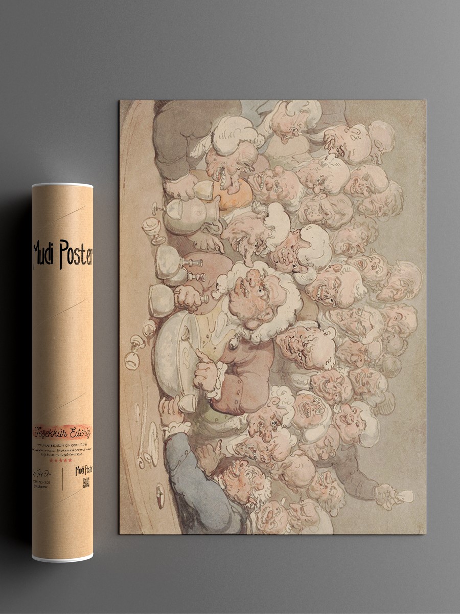 Rowlandson Serving Punch Tablo Sanatsal Ünlü Ressam Poster Çerçevesiz Yüksek Kalite Poster