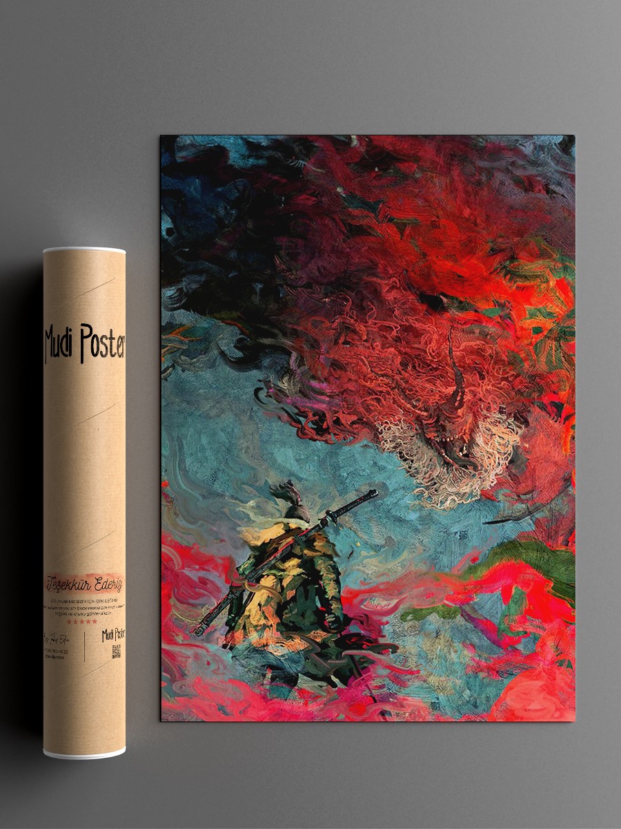Samurai abstract sekiro Anime Poster Çerçevesiz Yüksek Kalite Anime Duvar Poster