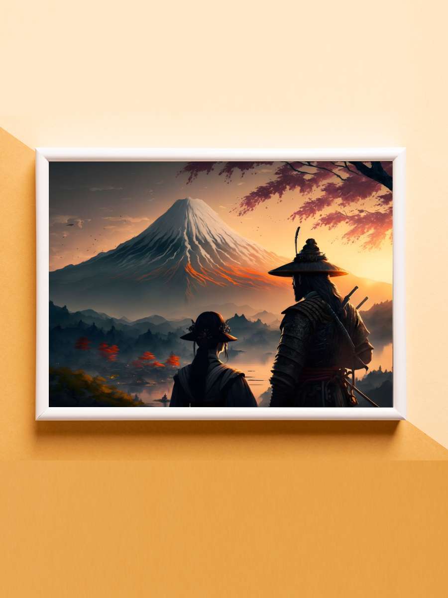 Samurai Geisha Mount Fuji Anime Poster Çerçevesiz Yüksek Kalite Anime Duvar Poster