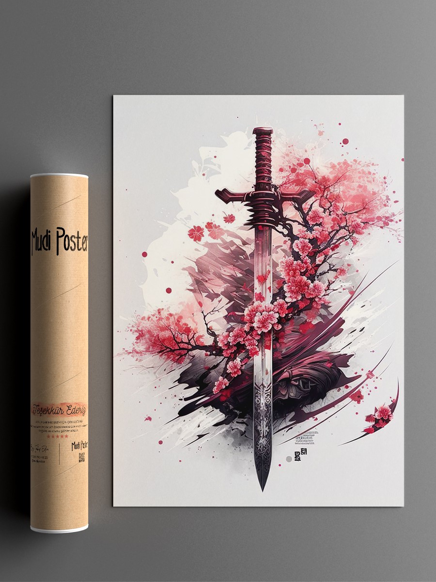 Samurai Katana Anime Poster Çerçevesiz Yüksek Kalite Anime Duvar Poster