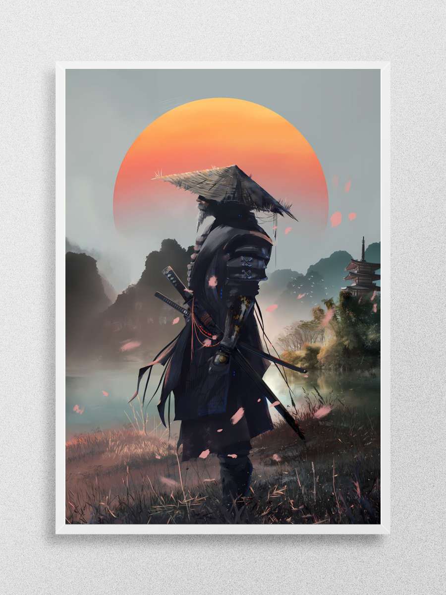 Samurai Warrior Sunset Anime Poster Çerçevesiz Yüksek Kalite Anime Duvar Poster