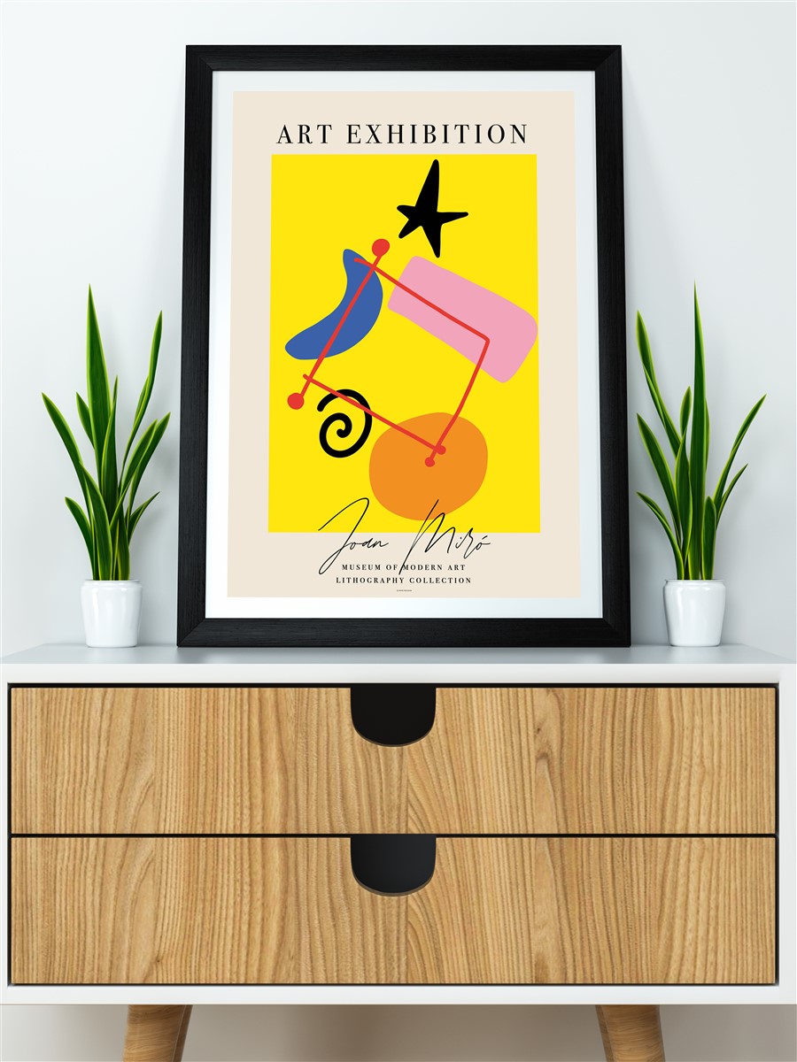 Sanat Sergi Sarı Modern Poster Çerçevesiz Duvar Tablosu Sanatsal Poster
