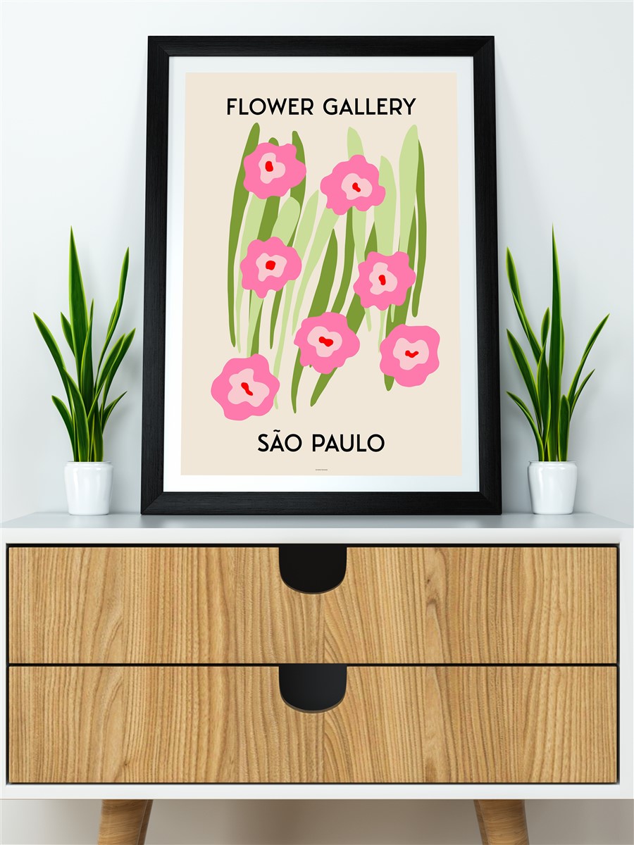 Sao Paolo Soyut Çiçek Modern Poster Çerçevesiz Duvar Tablosu Sanatsal Poster