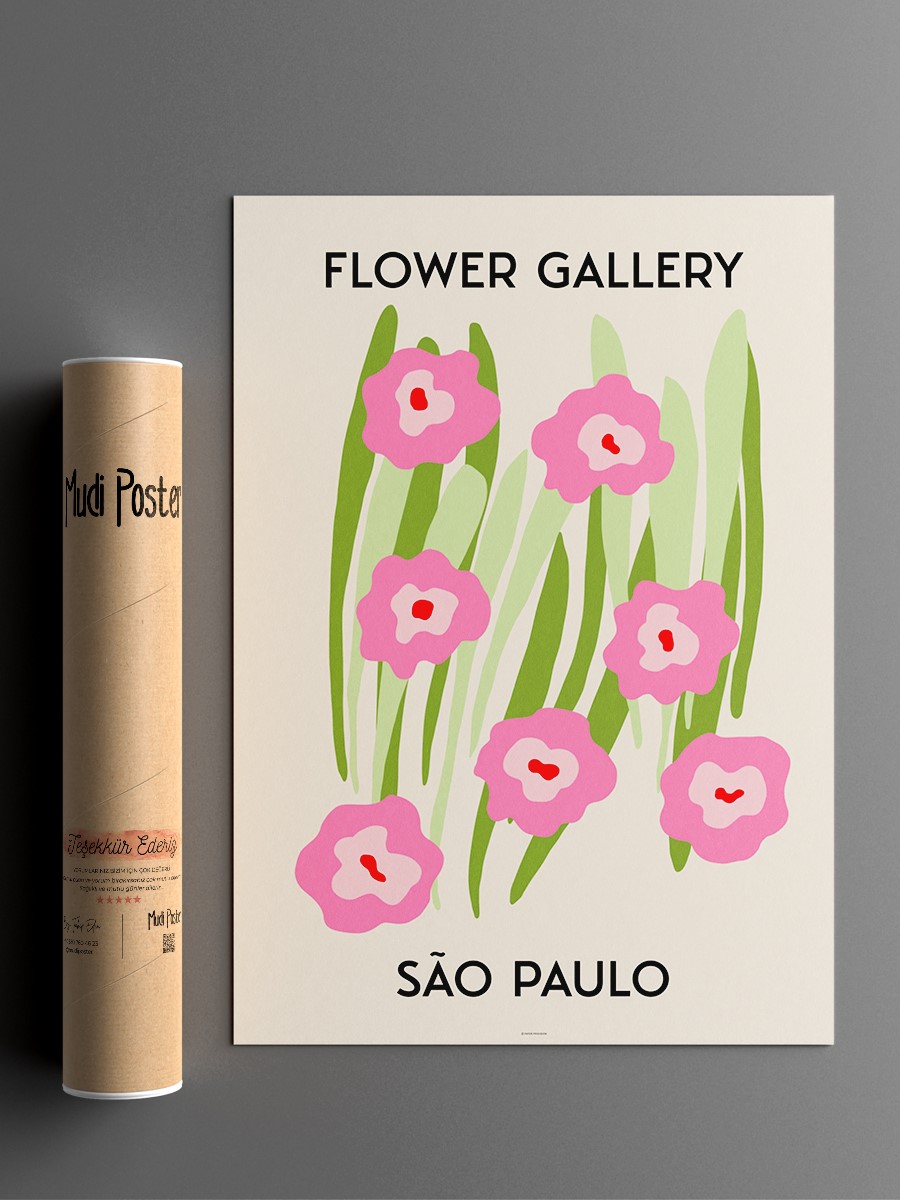 Sao Paolo Soyut Çiçek Modern Poster Çerçevesiz Duvar Tablosu Sanatsal Poster