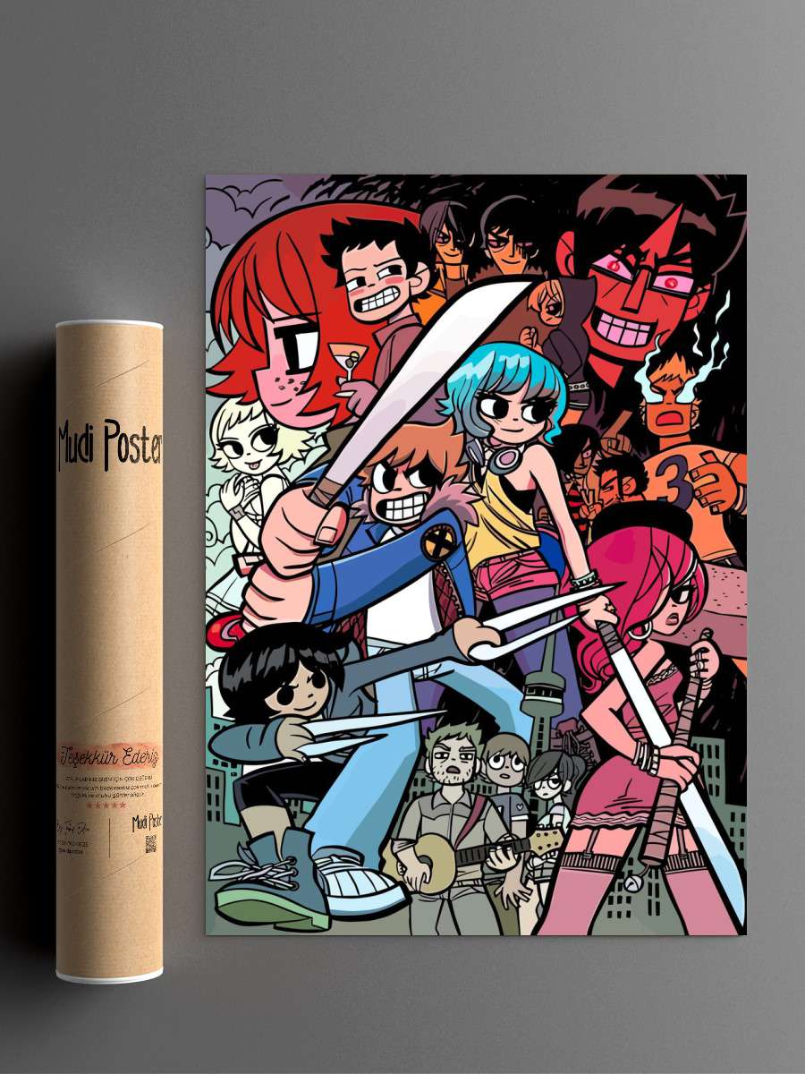 Scott Pilgrim Anime Poster Çerçevesiz Yüksek Kalite Anime Duvar Poster