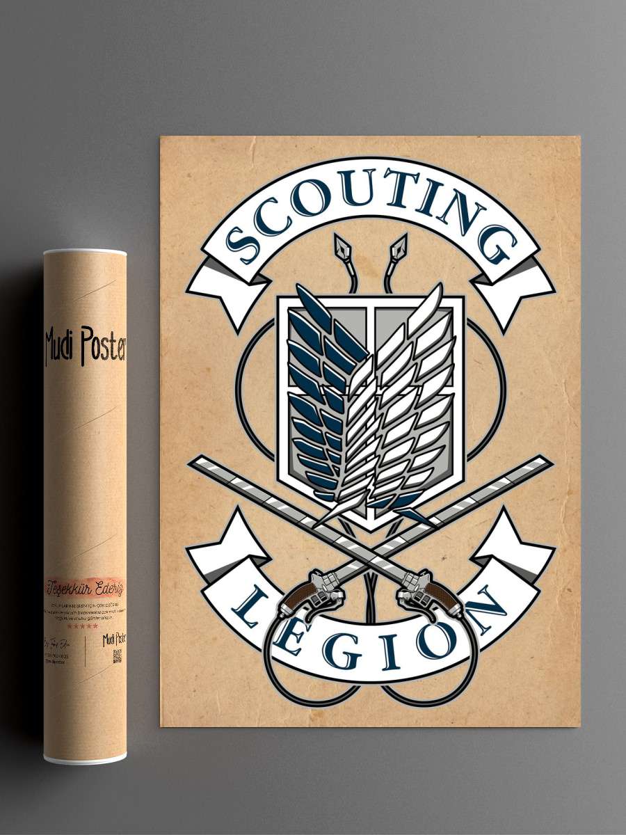 Scouting Legion crest from Attack on Titan. Anime Poster Çerçevesiz Yüksek Kalite Anime Duvar Poster