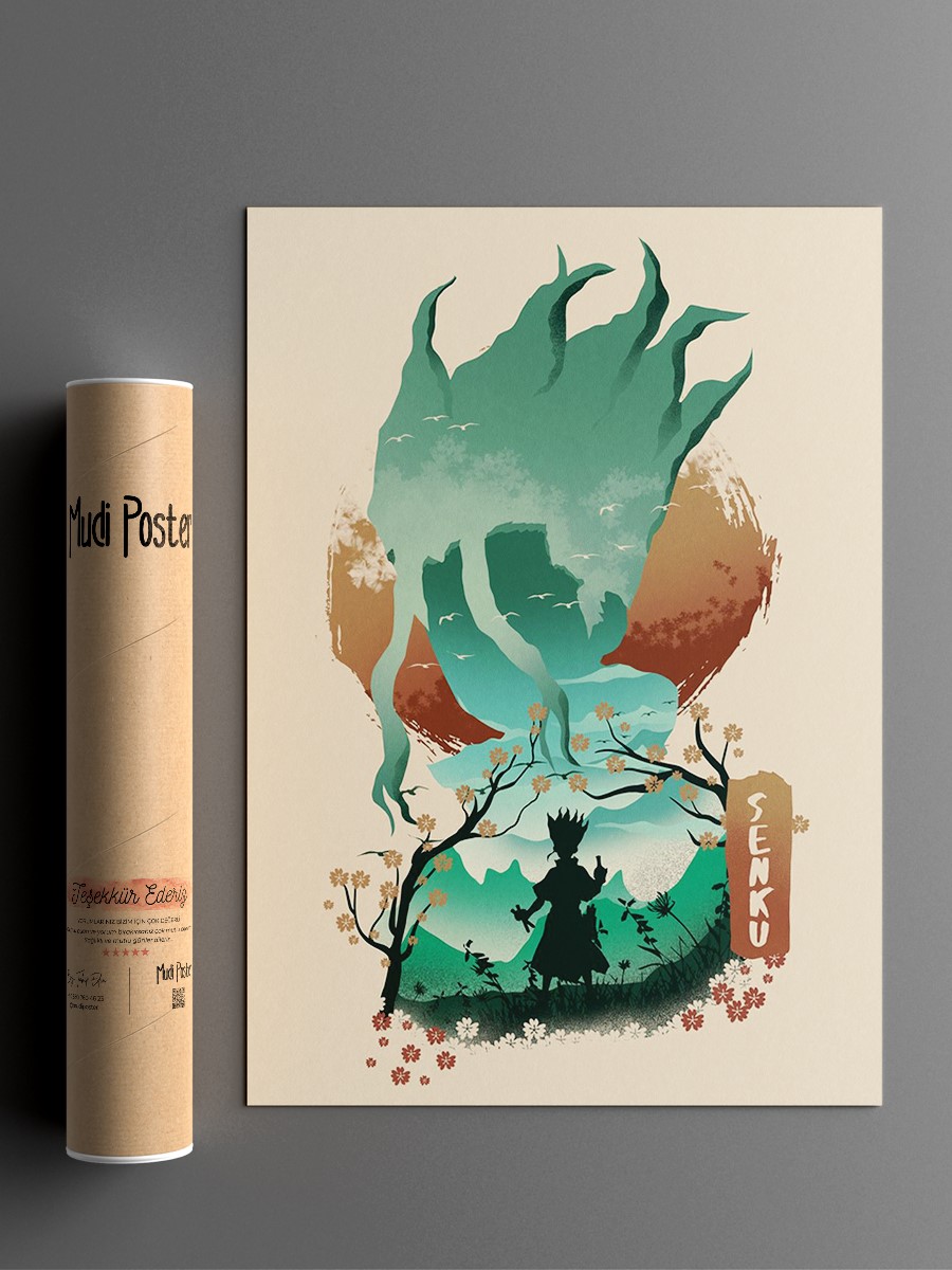 Senku Ishigami Anime Poster Çerçevesiz Yüksek Kalite Anime Duvar Poster