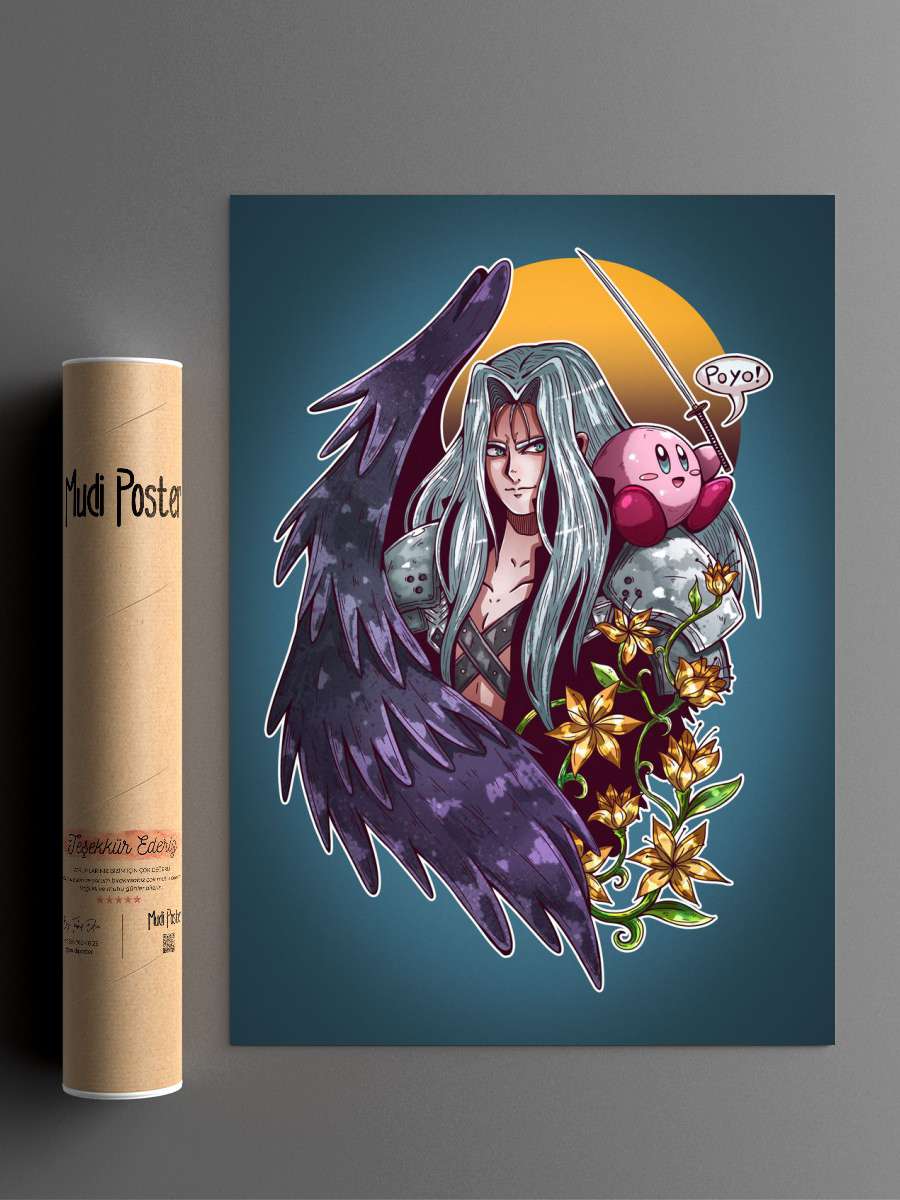 Sephiroth and Kirby Anime Poster Çerçevesiz Yüksek Kalite Anime Duvar Poster