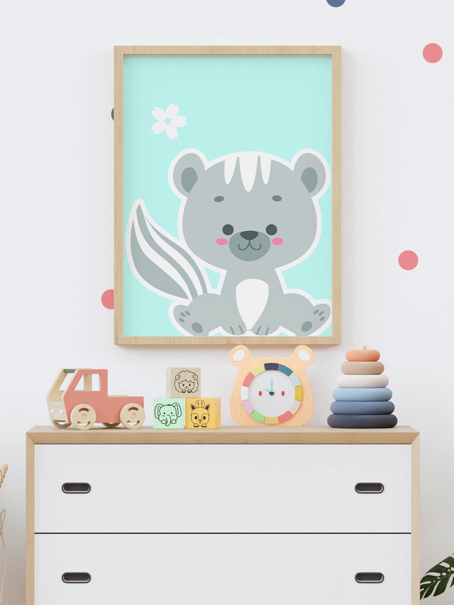 Sevimli Hayvan Çocuk Odası Duvar Poster, Bebek Odası, Dekoratif Poster Çerçevesiz