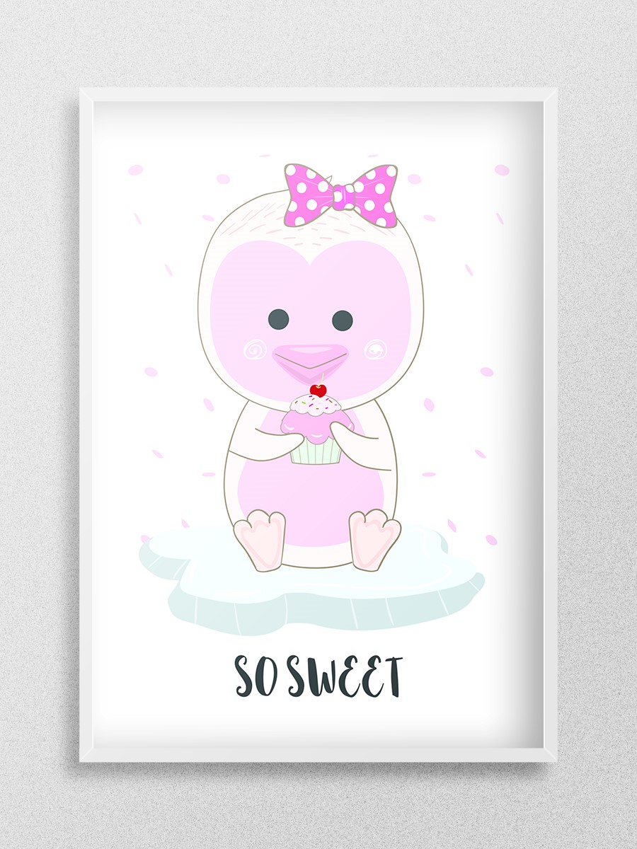 Sevimli Hayvanlar Çocuk Odası Duvar Poster, Bebek Odası, Dekoratif Poster Çerçevesiz