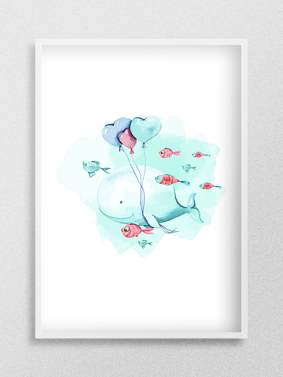 Sevimli Hayvanlar Çocuk Odası Duvar Poster, Bebek Odası, Dekoratif Poster Çerçevesiz
