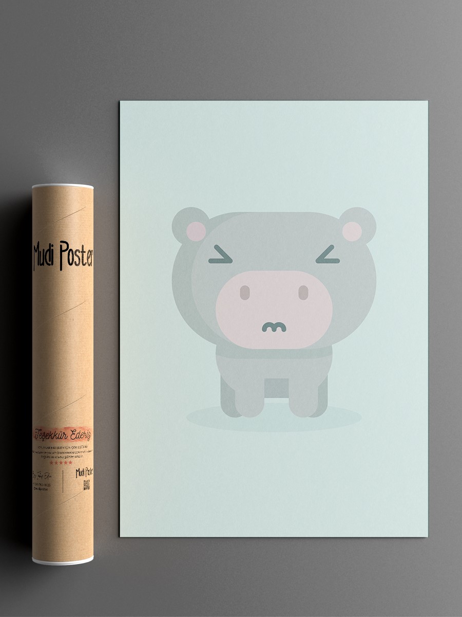 Sevimli Hayvanlar Çocuk Odası Duvar Poster, Bebek Odası, Dekoratif Poster Çerçevesiz