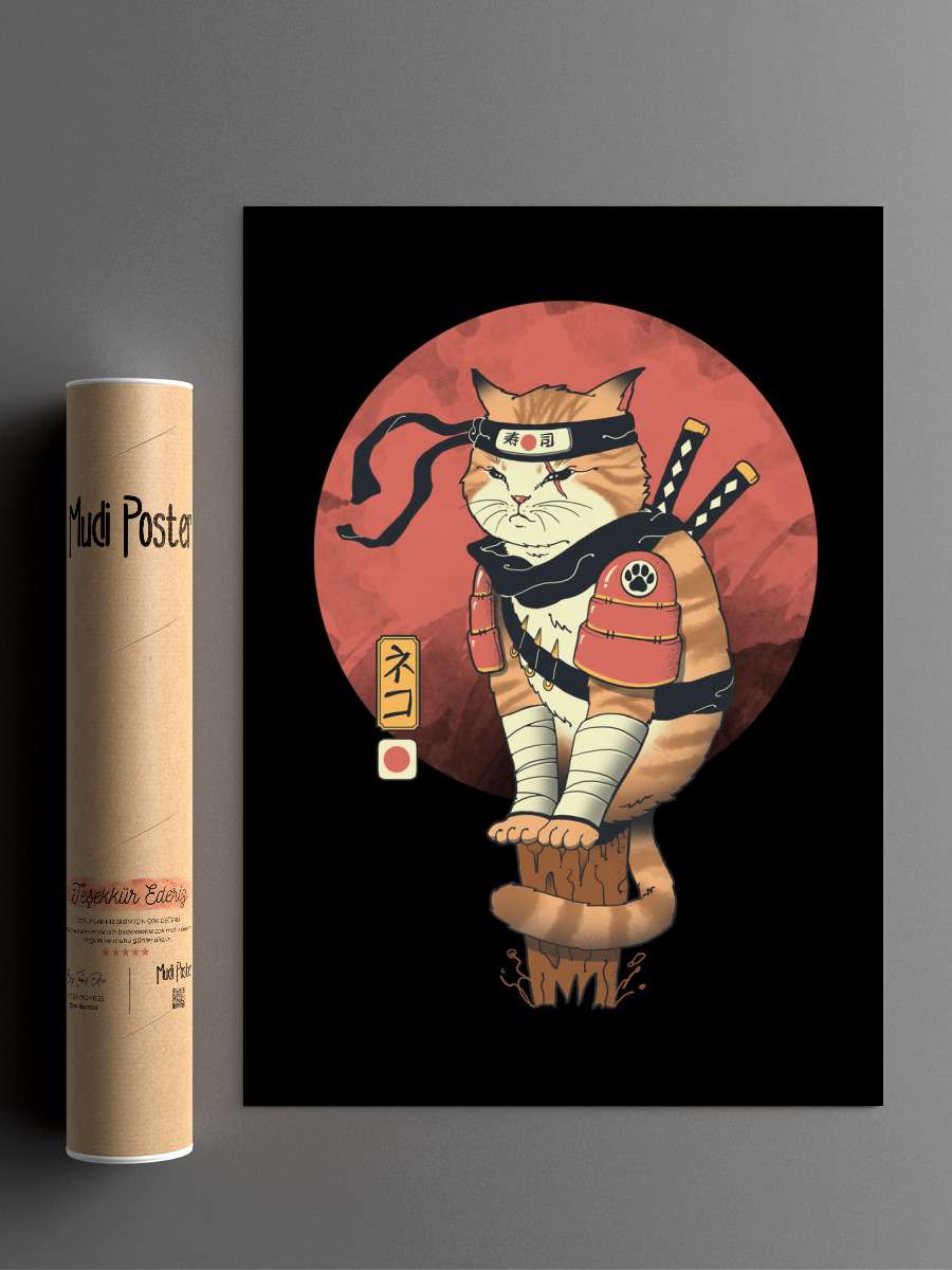Shinobi Cat Anime Poster Çerçevesiz Yüksek Kalite Anime Duvar Poster