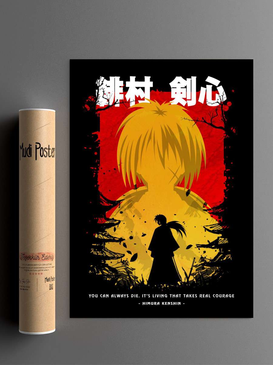 Silhouette himura kenshin Anime Poster Çerçevesiz Yüksek Kalite Anime Duvar Poster