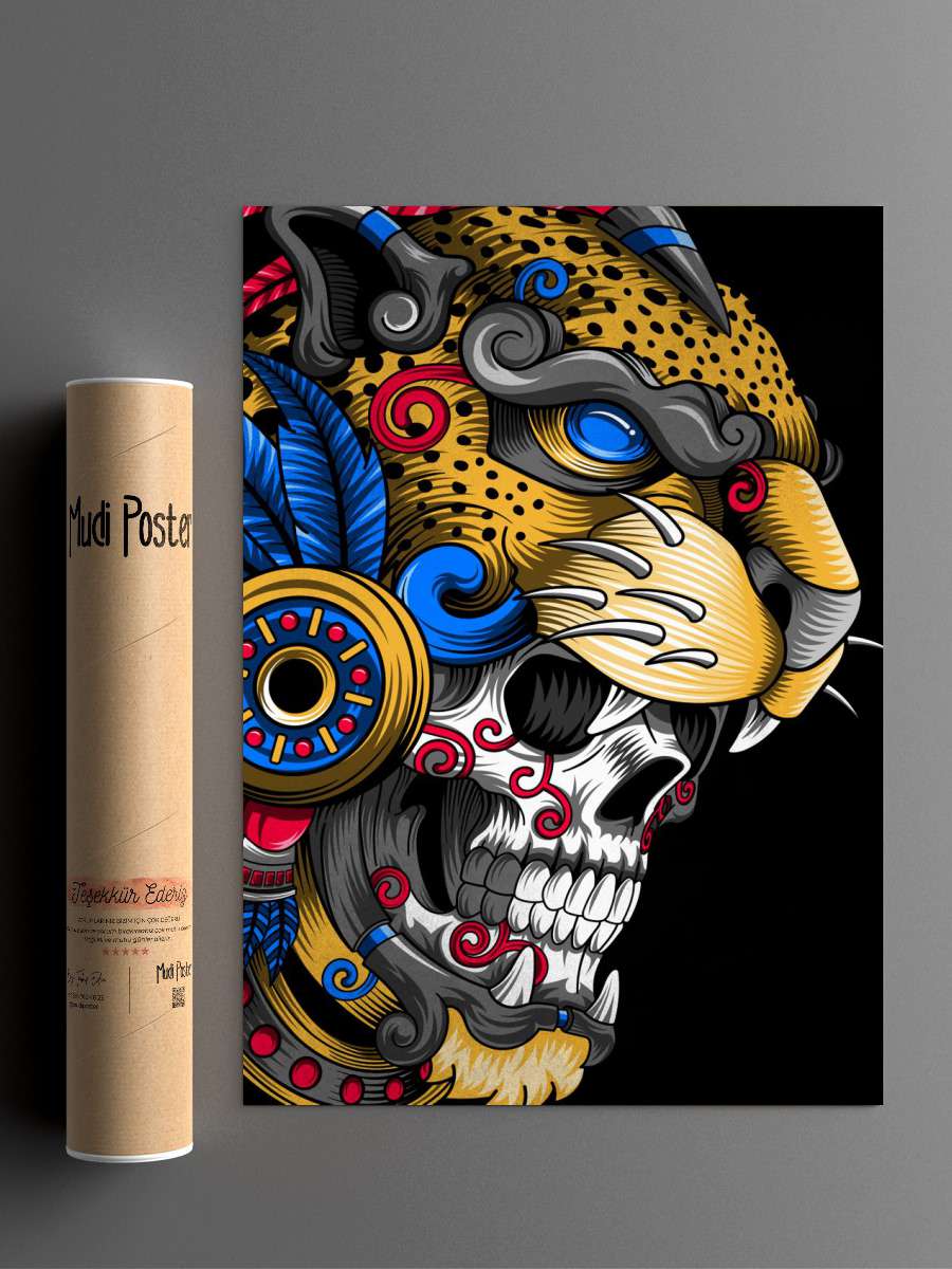 skull warrior aztec Anime Poster Çerçevesiz Yüksek Kalite Anime Duvar Poster