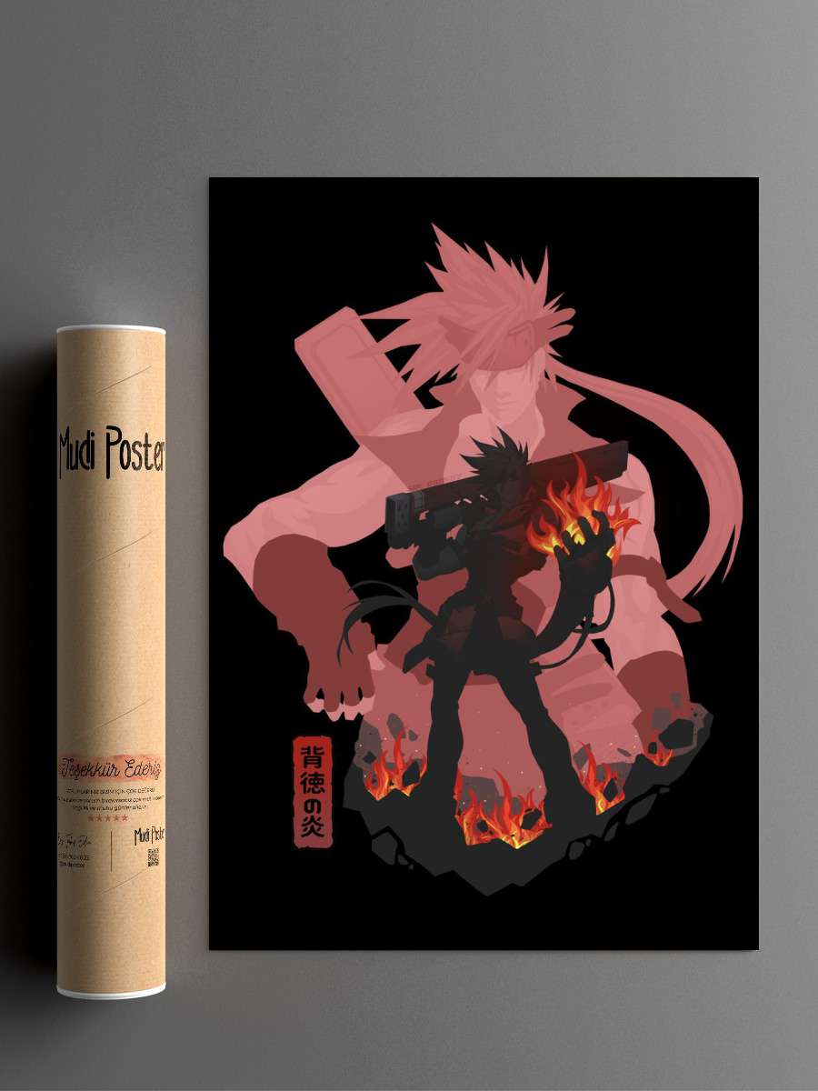 Sol Badguy Silhouette Anime Poster Çerçevesiz Yüksek Kalite Anime Duvar Poster