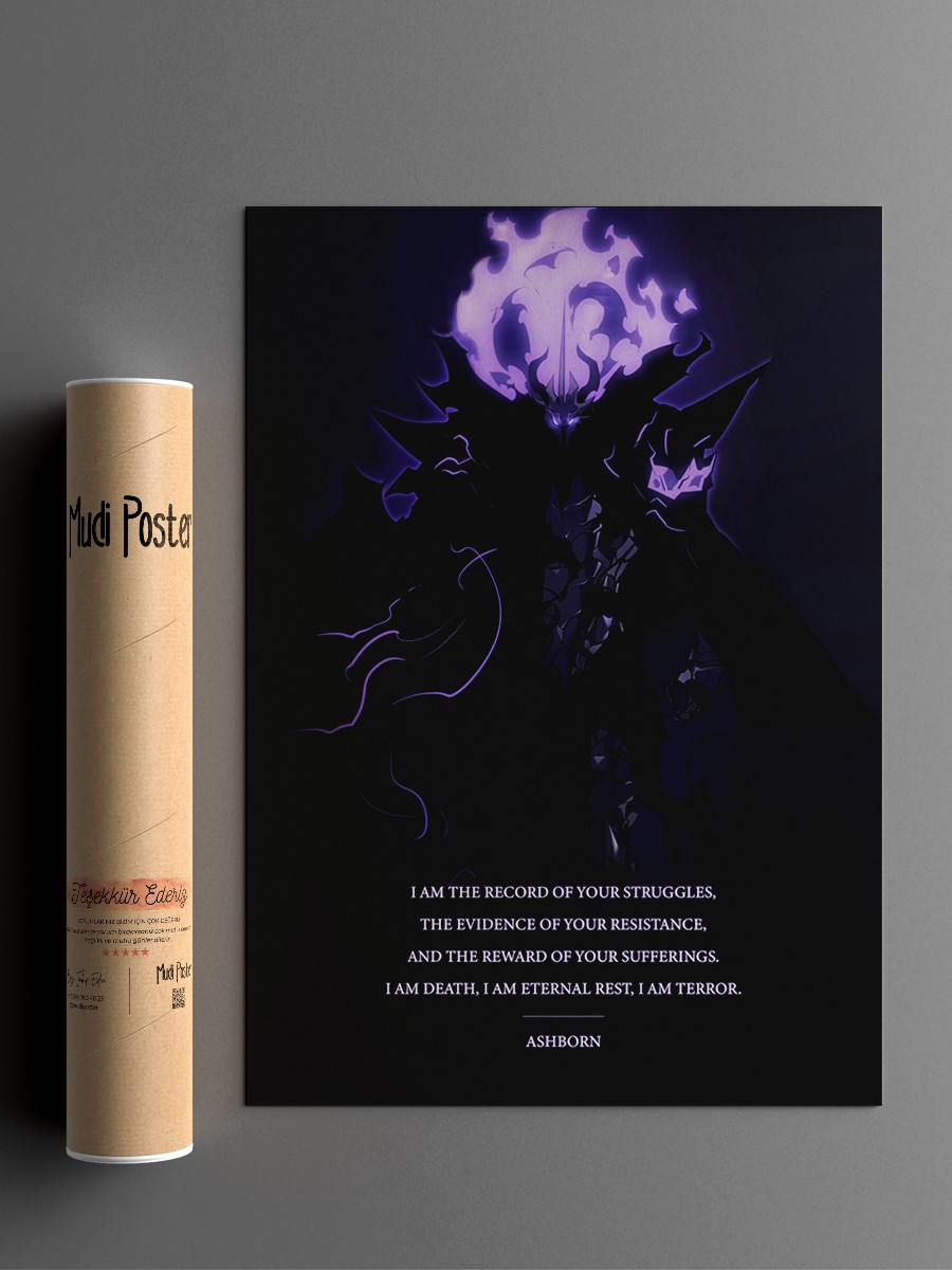 Solo Leveling Ashborn Anime Poster Çerçevesiz Yüksek Kalite Anime Duvar Poster