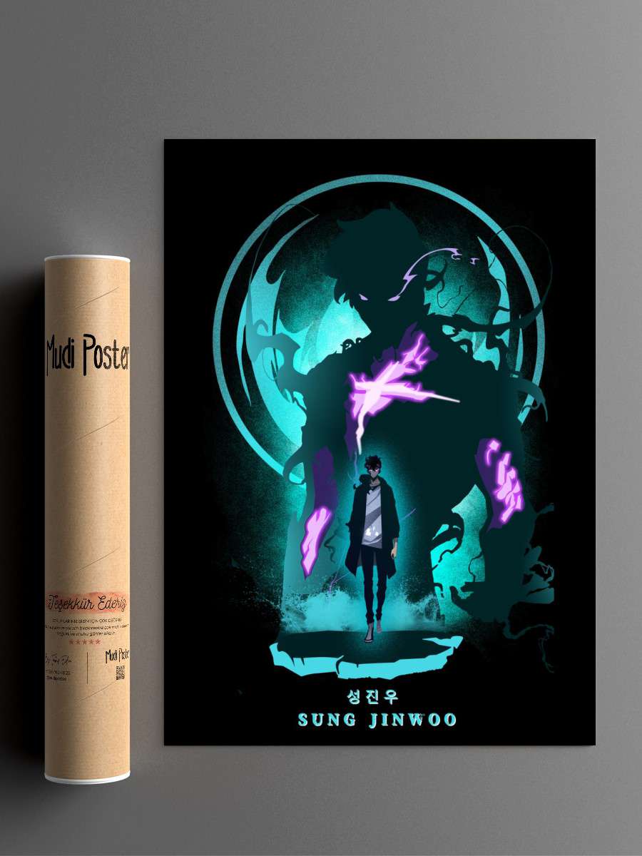 Solo Leveling Sung Jinwoo Anime Poster Çerçevesiz Yüksek Kalite Anime Duvar Poster