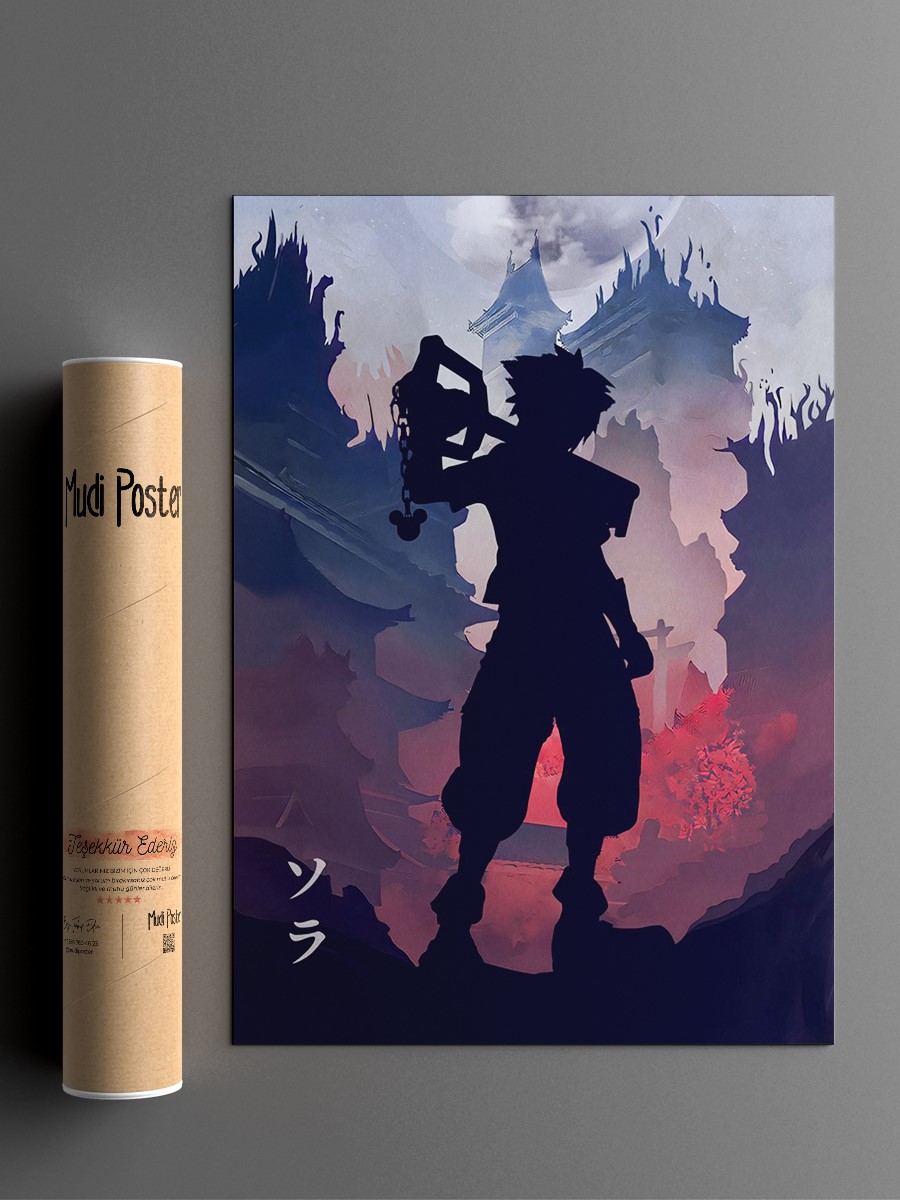 Sora Kingdom Hearts Anime Poster Çerçevesiz Yüksek Kalite Anime Duvar Poster