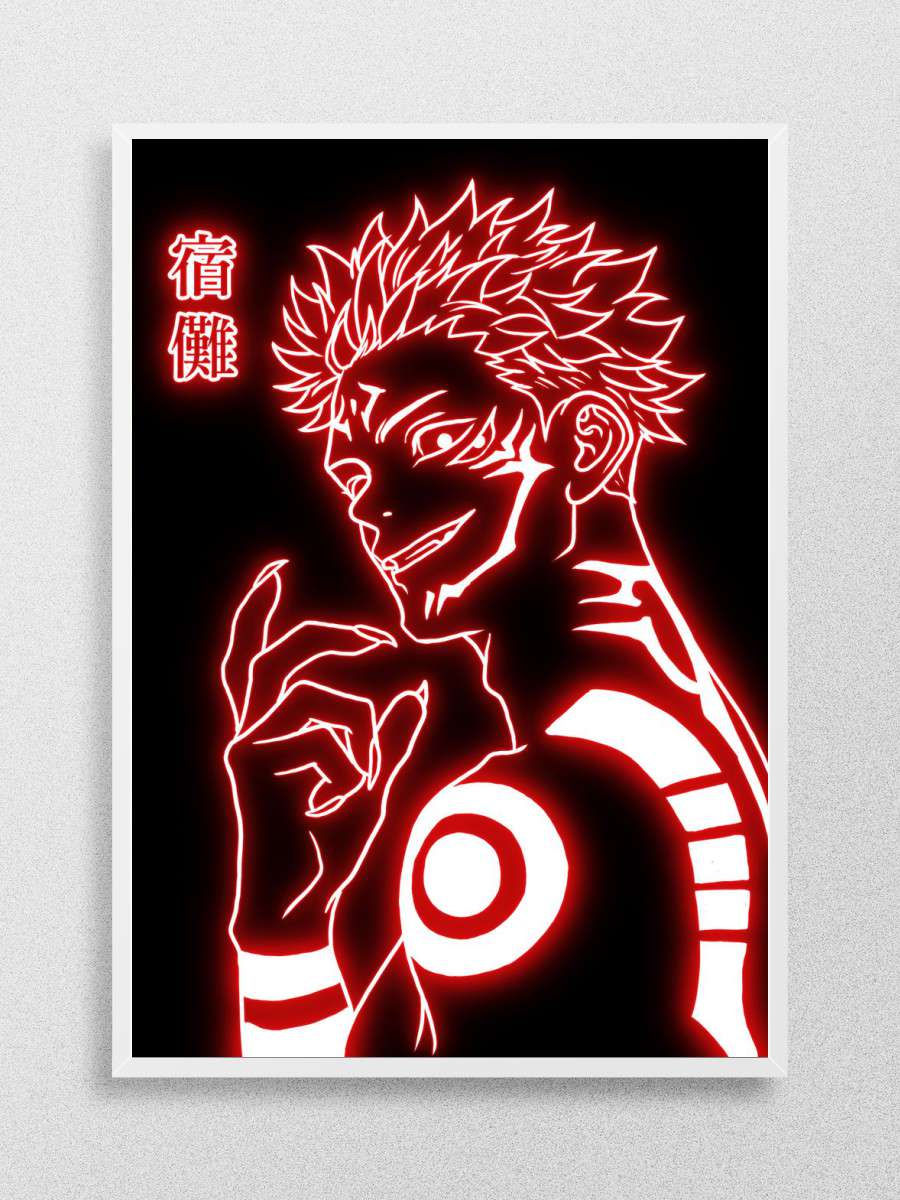 Sukuna Neon art Anime Poster Çerçevesiz Yüksek Kalite Anime Duvar Poster
