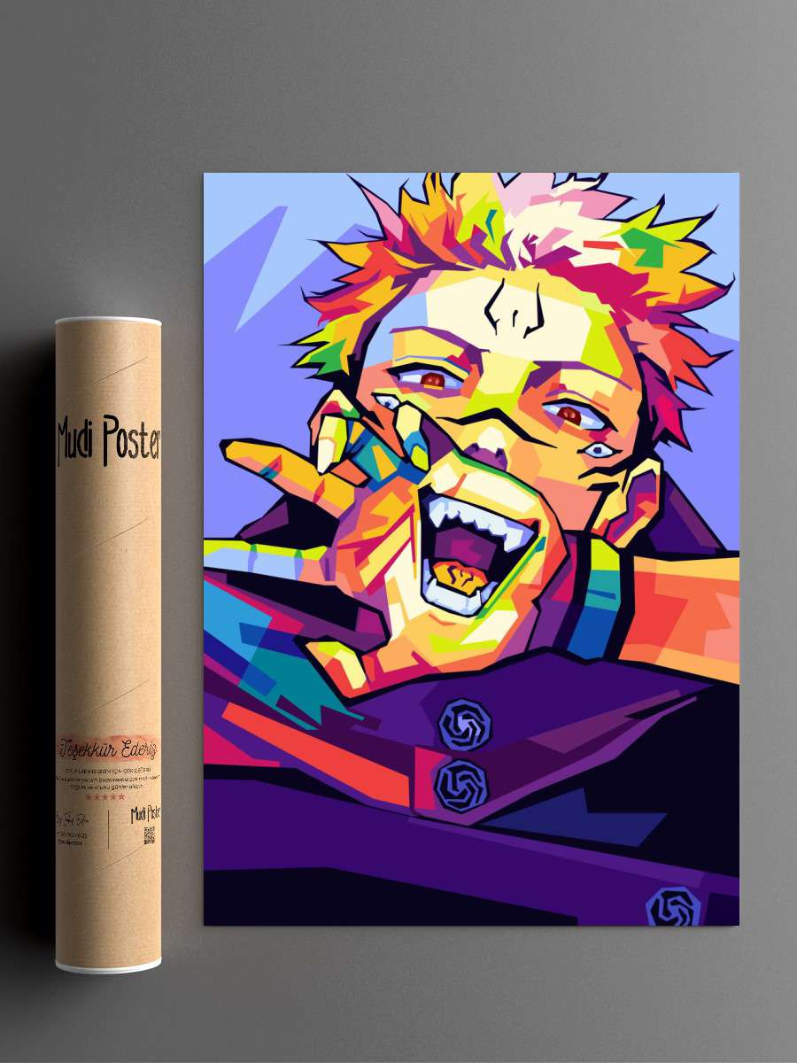Sukuna Wpap pop art Anime Poster Çerçevesiz Yüksek Kalite Anime Duvar Poster
