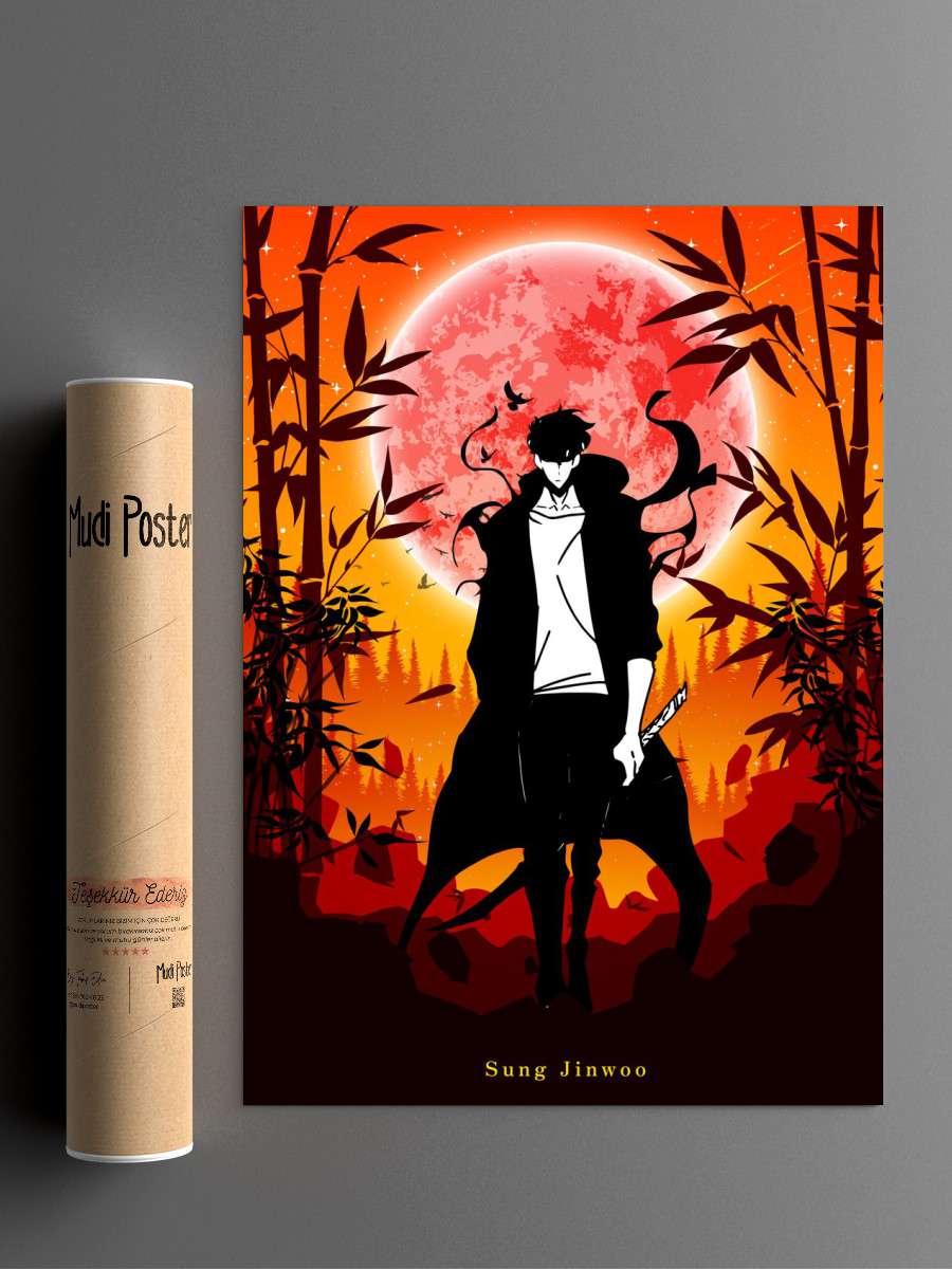 Sung Jinwoo Solo Leveling Anime Poster Çerçevesiz Yüksek Kalite Anime Duvar Poster
