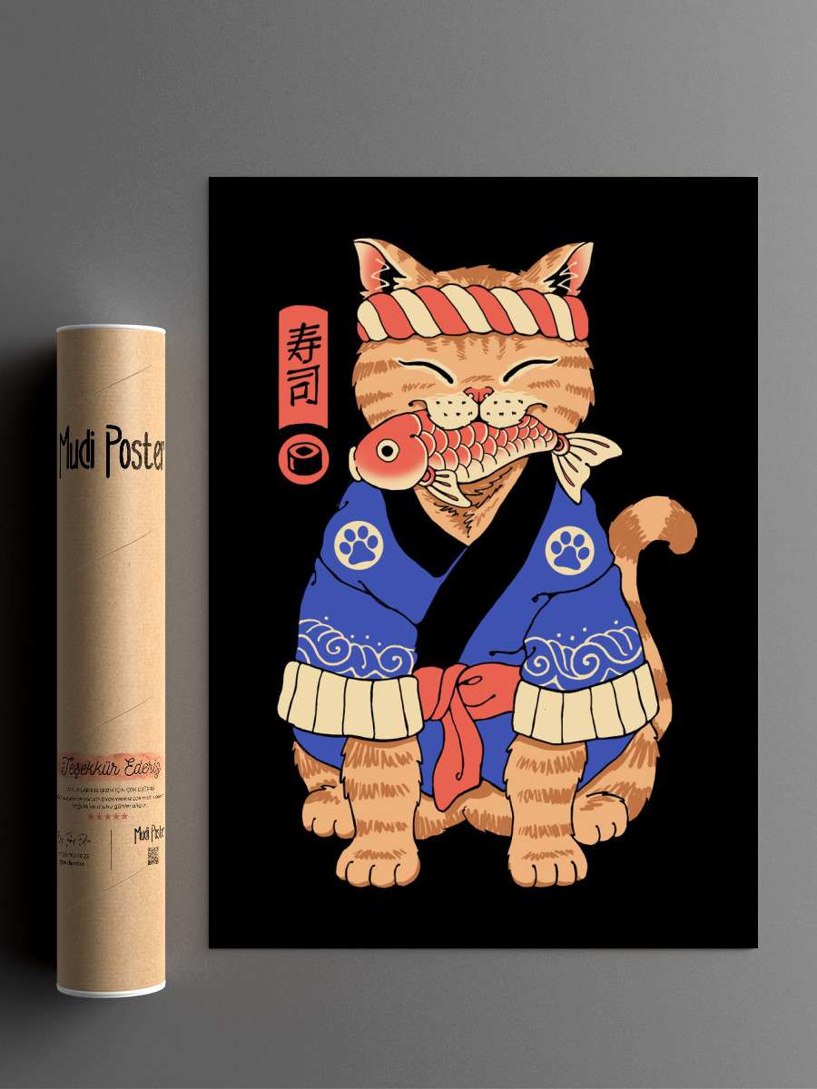 Sushi Meowster Anime Poster Çerçevesiz Yüksek Kalite Anime Duvar Poster