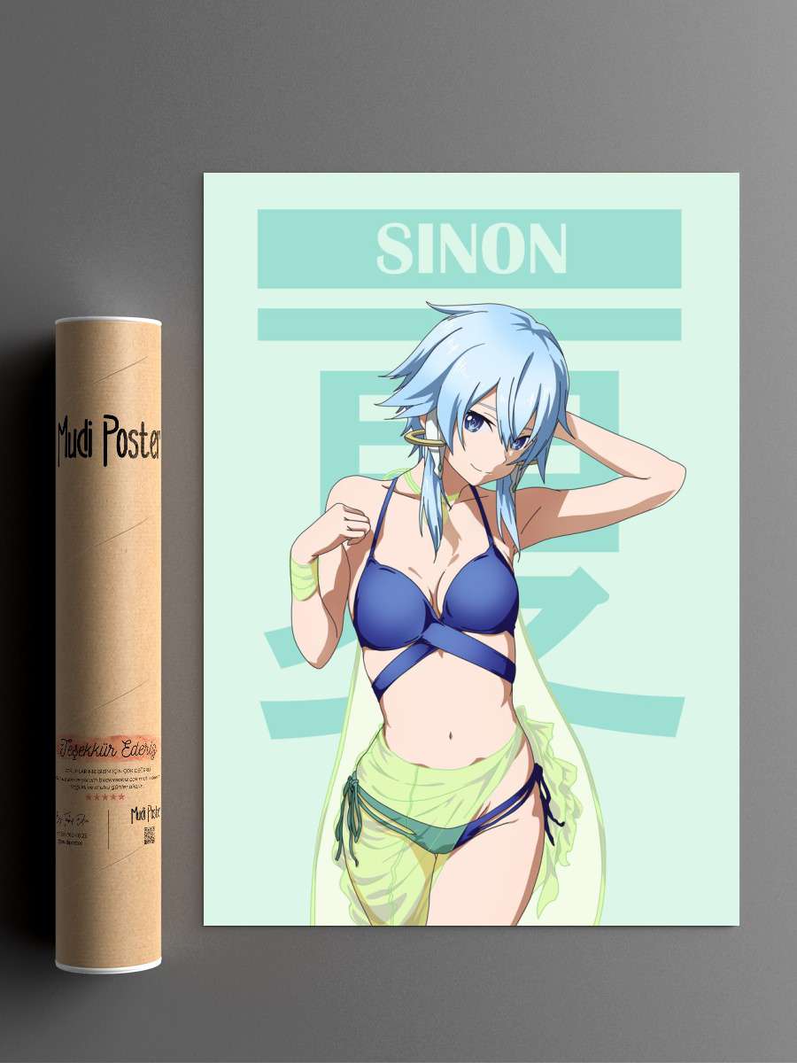 Sword Art Online Sinon Anime Poster Çerçevesiz Yüksek Kalite Anime Duvar Poster