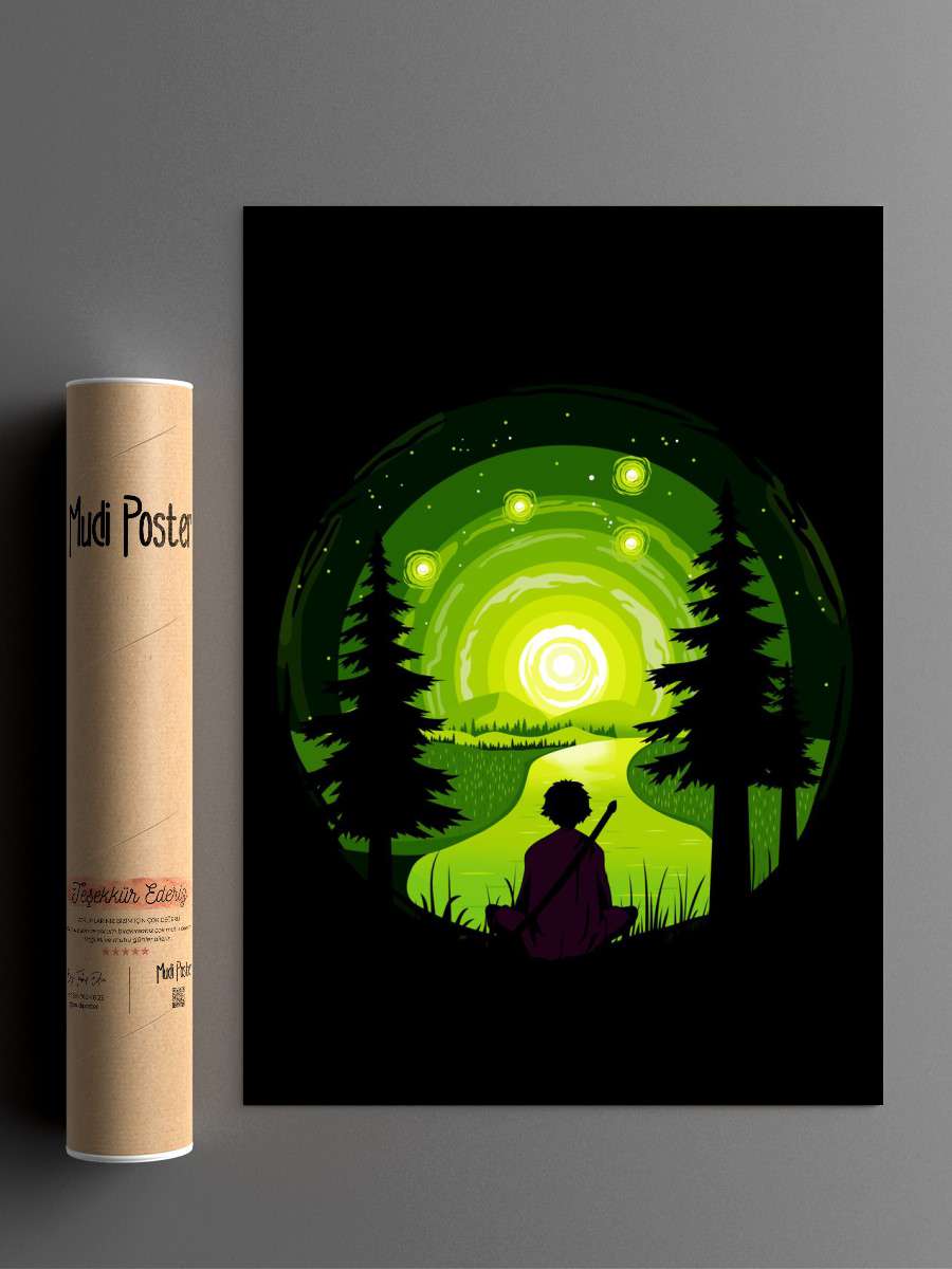 swordsman in the forest Anime Poster Çerçevesiz Yüksek Kalite Anime Duvar Poster