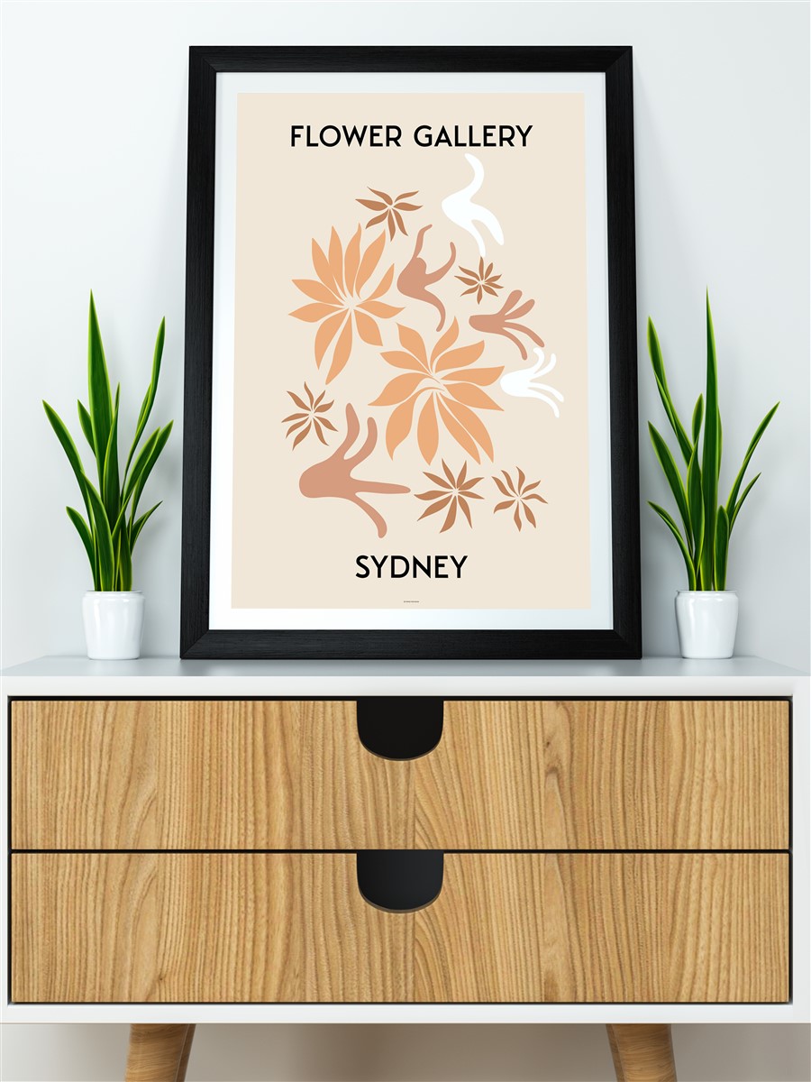 Sydney Soyut Çiçek Modern Poster Çerçevesiz Duvar Tablosu Sanatsal Poster