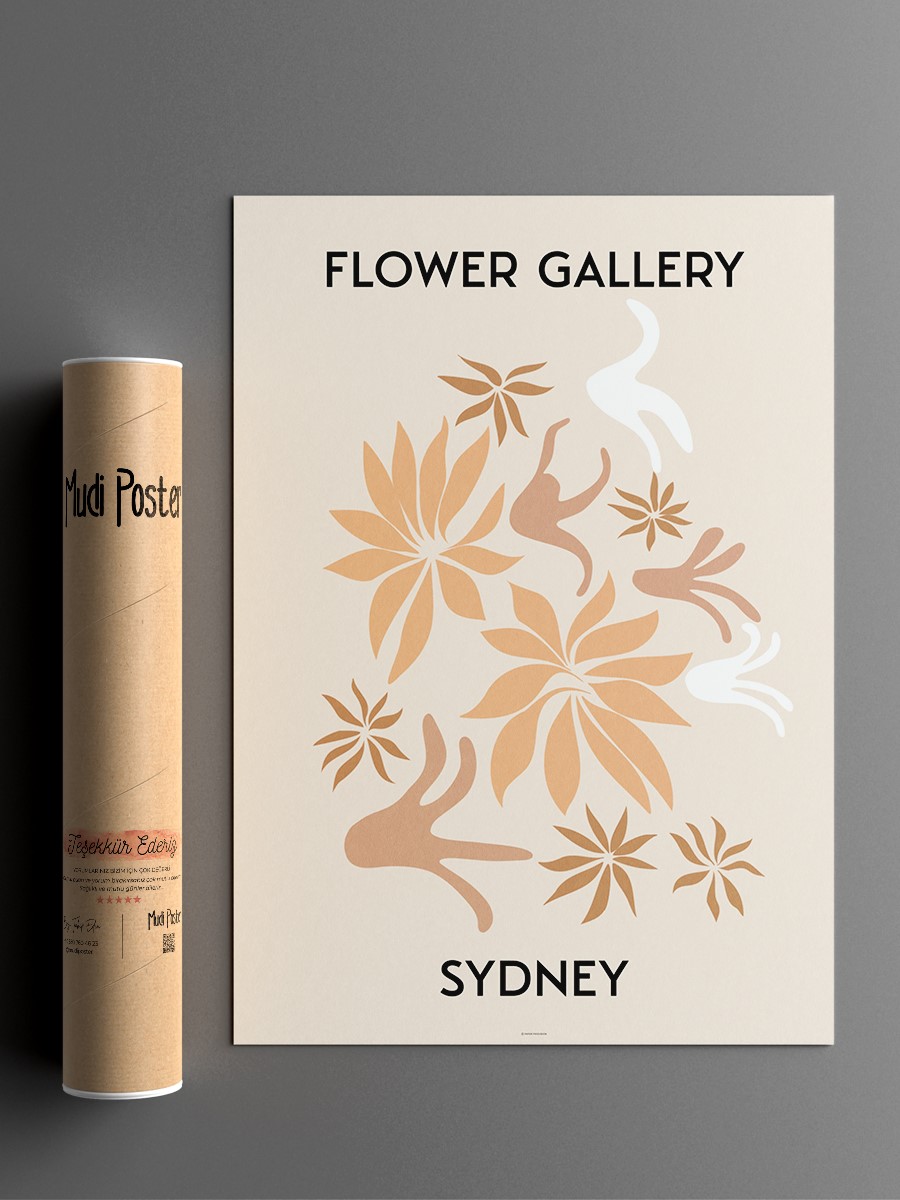 Sydney Soyut Çiçek Modern Poster Çerçevesiz Duvar Tablosu Sanatsal Poster