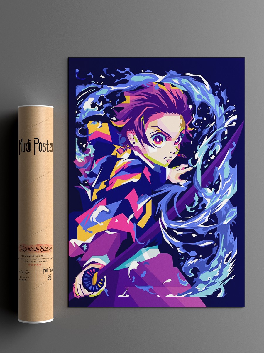 TANJIRO DEMON SLAYER WPAP Anime Poster Çerçevesiz Yüksek Kalite Anime Duvar Poster