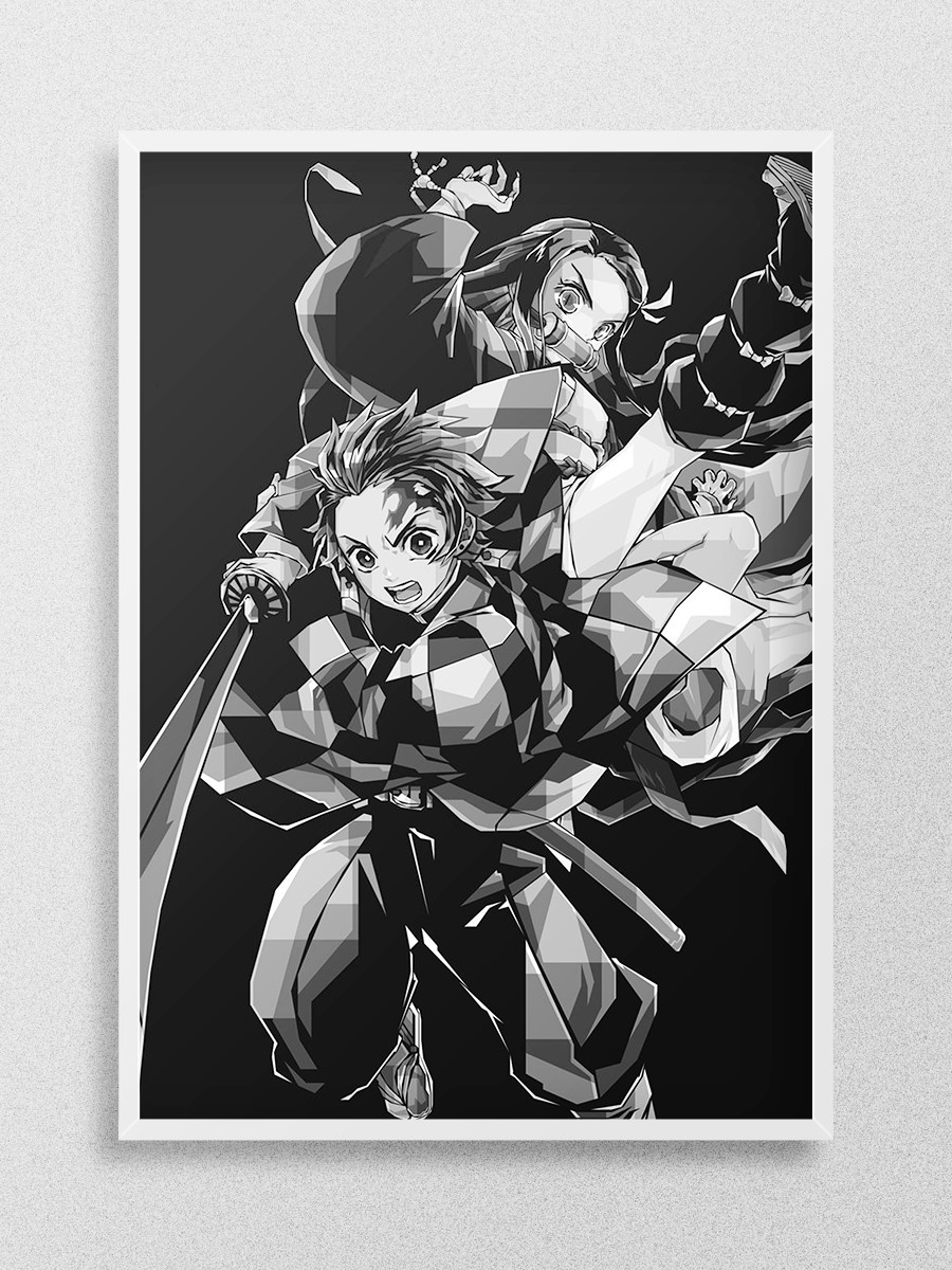 Tanjiro X Nezuko Anime Poster Çerçevesiz Yüksek Kalite Anime Duvar Poster