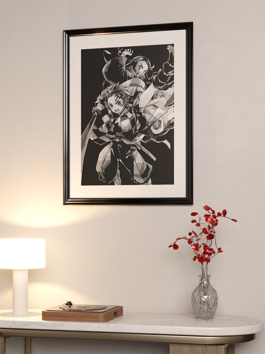 Tanjiro X Nezuko Anime Poster Çerçevesiz Yüksek Kalite Anime Duvar Poster