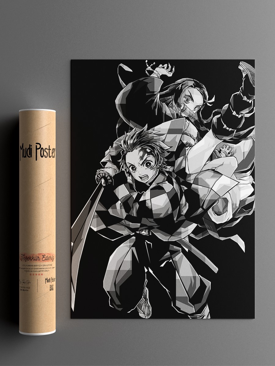 Tanjiro X Nezuko Anime Poster Çerçevesiz Yüksek Kalite Anime Duvar Poster