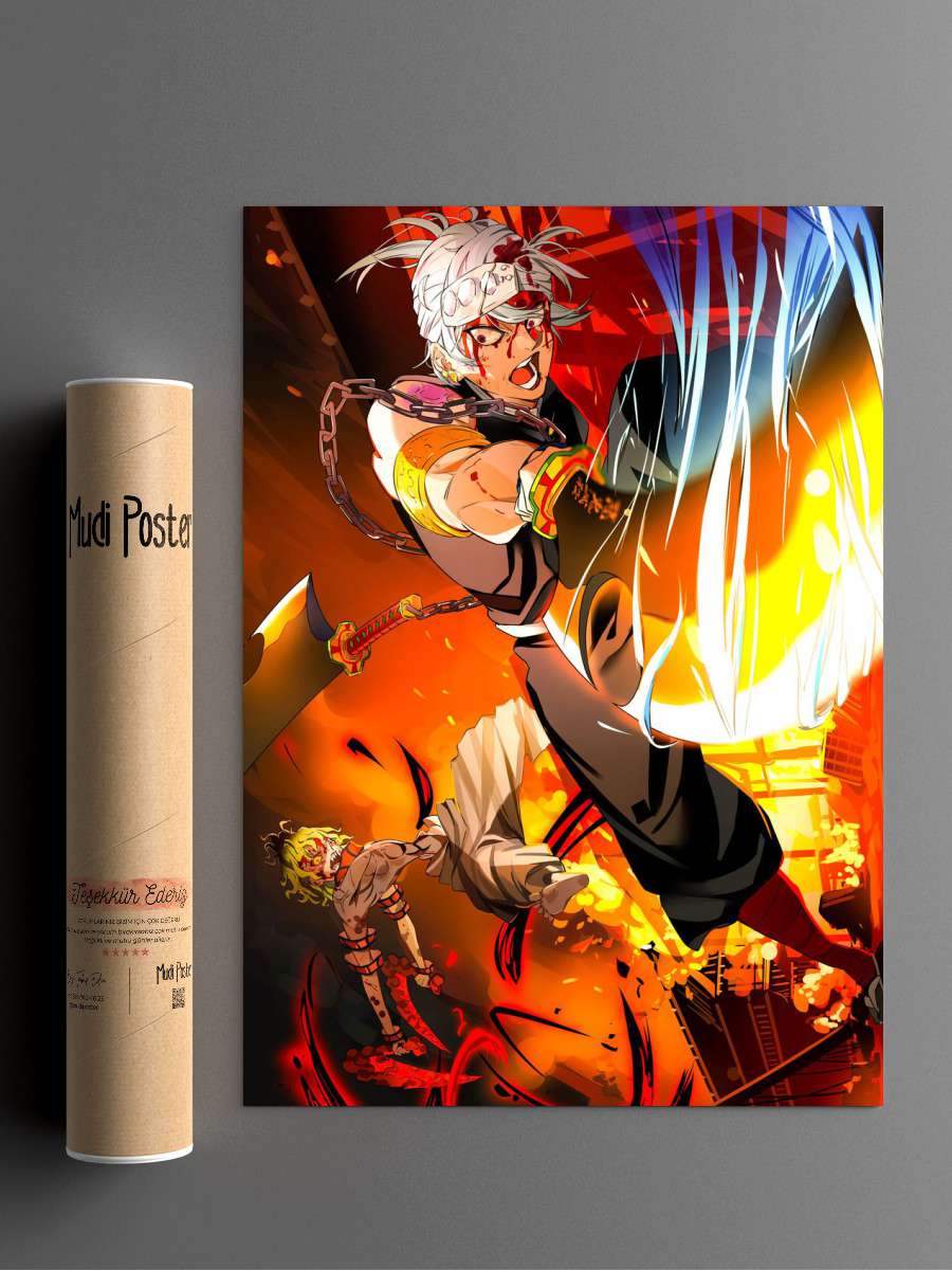 Tengen Demon Slayer Anime Poster Çerçevesiz Yüksek Kalite Anime Duvar Poster