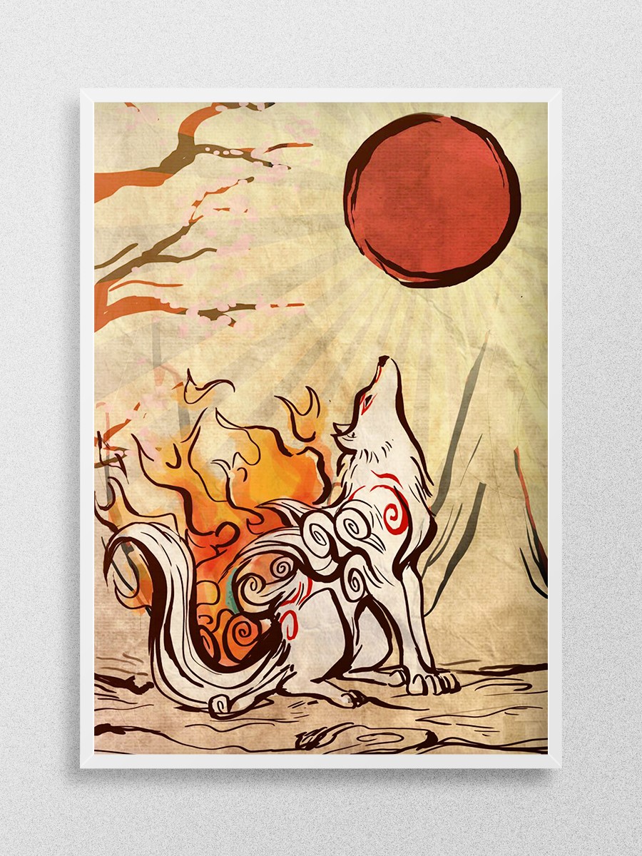 The fire wolf Anime Poster Çerçevesiz Yüksek Kalite Anime Duvar Poster