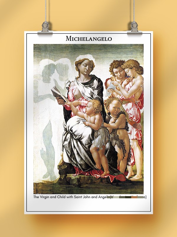 Michelangelo The Virgin and Child with Saint John and Angels (Manchester Madonna) Poster