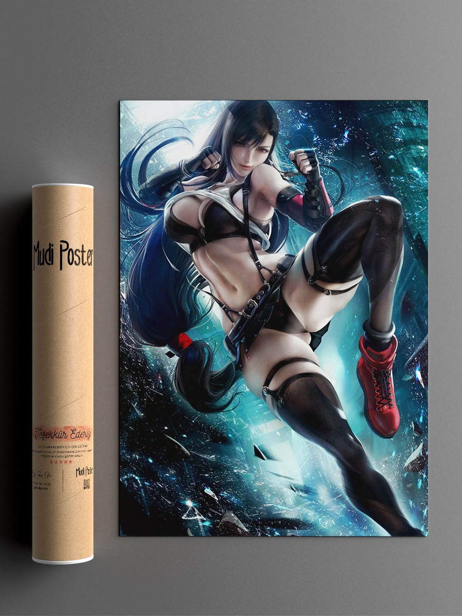 Tifa pinup Anime Poster Çerçevesiz Yüksek Kalite Anime Duvar Poster