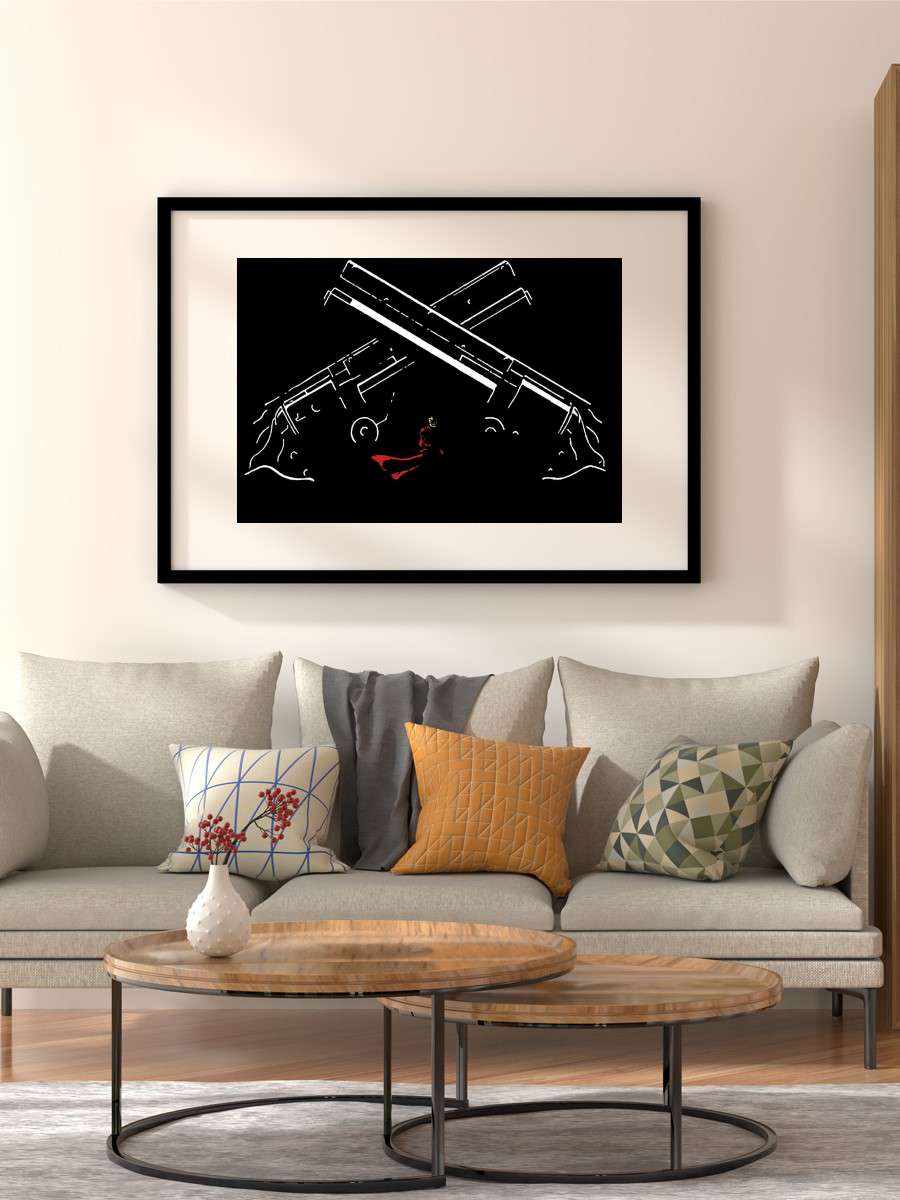 Trigun - Crossed Guns Anime Poster Çerçevesiz Yüksek Kalite Anime Duvar Poster