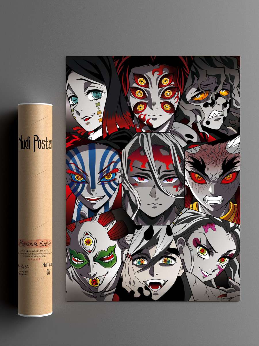 Upper Moon Demon Slayer Anime Poster Çerçevesiz Yüksek Kalite Anime Duvar Poster