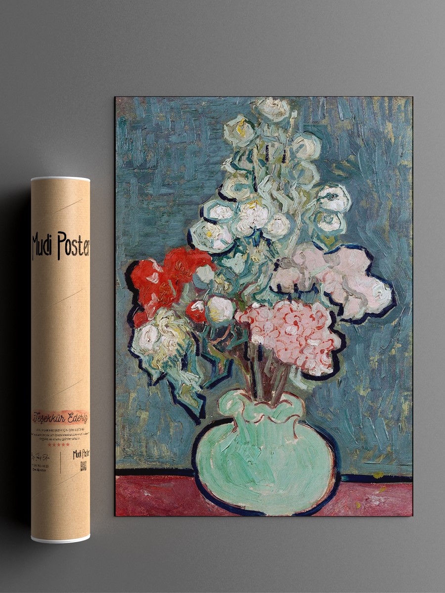 Van Gogh Vase of Flowers Tablo Sanatsal Ünlü Ressam Poster Çerçevesiz Yüksek Kalite Poster