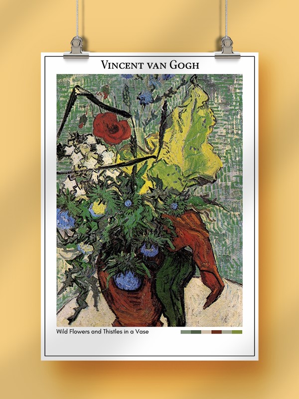 Vincent van Gogh Wild Flowers and Thistles in a Vase Poster