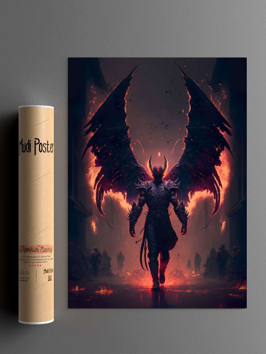 Winged Demon Anime Poster Çerçevesiz Yüksek Kalite Anime Duvar Poster