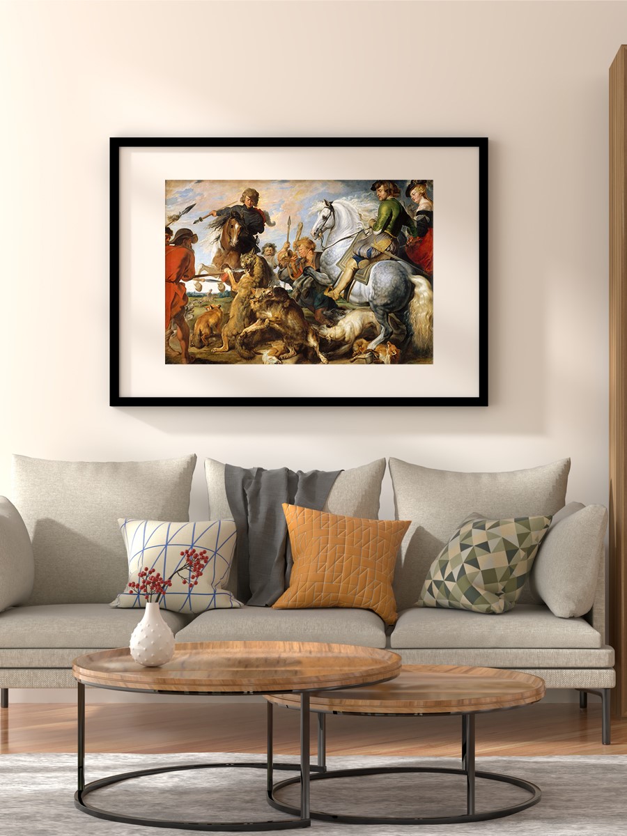 Wolf and Fox Hunt Tablo Sanatsal Ünlü Ressam Poster Çerçevesiz Yüksek Kalite Poster