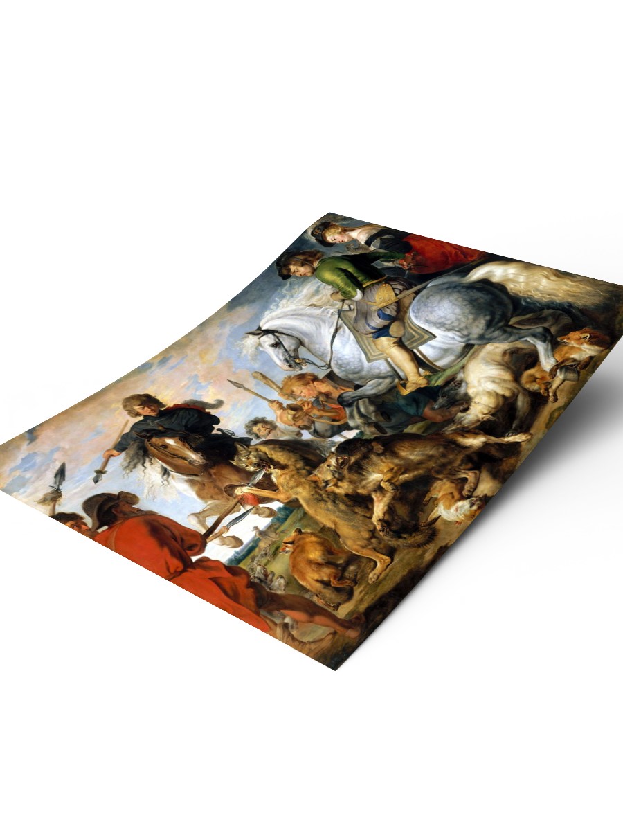 Wolf and Fox Hunt Tablo Sanatsal Ünlü Ressam Poster Çerçevesiz Yüksek Kalite Poster