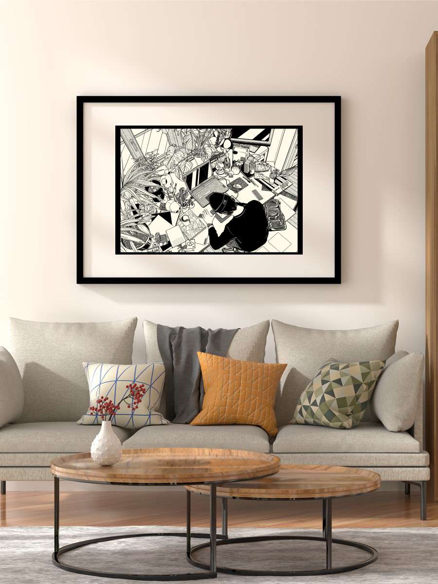 Workspace Anime Poster Çerçevesiz Yüksek Kalite Anime Duvar Poster