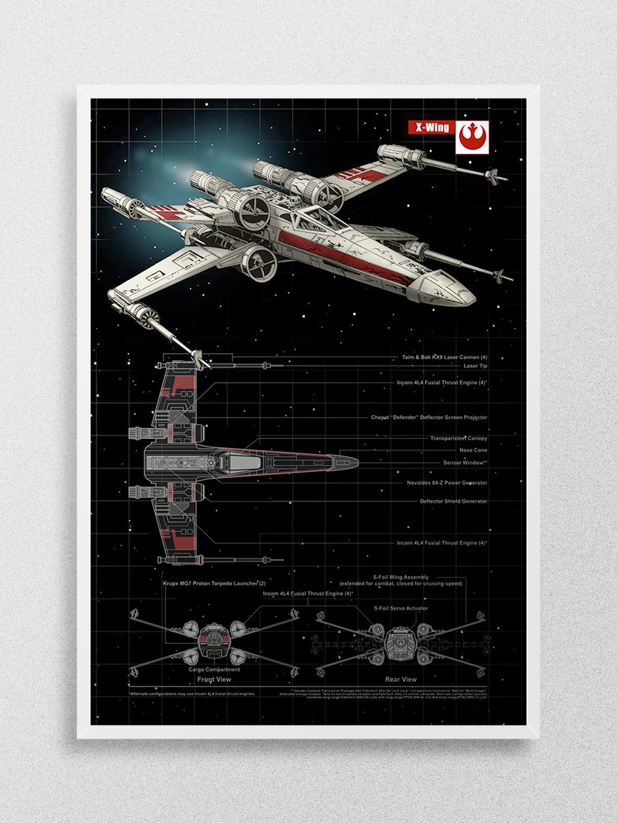 X-Wing Poster, Çerçevesiz Tv Film Poster